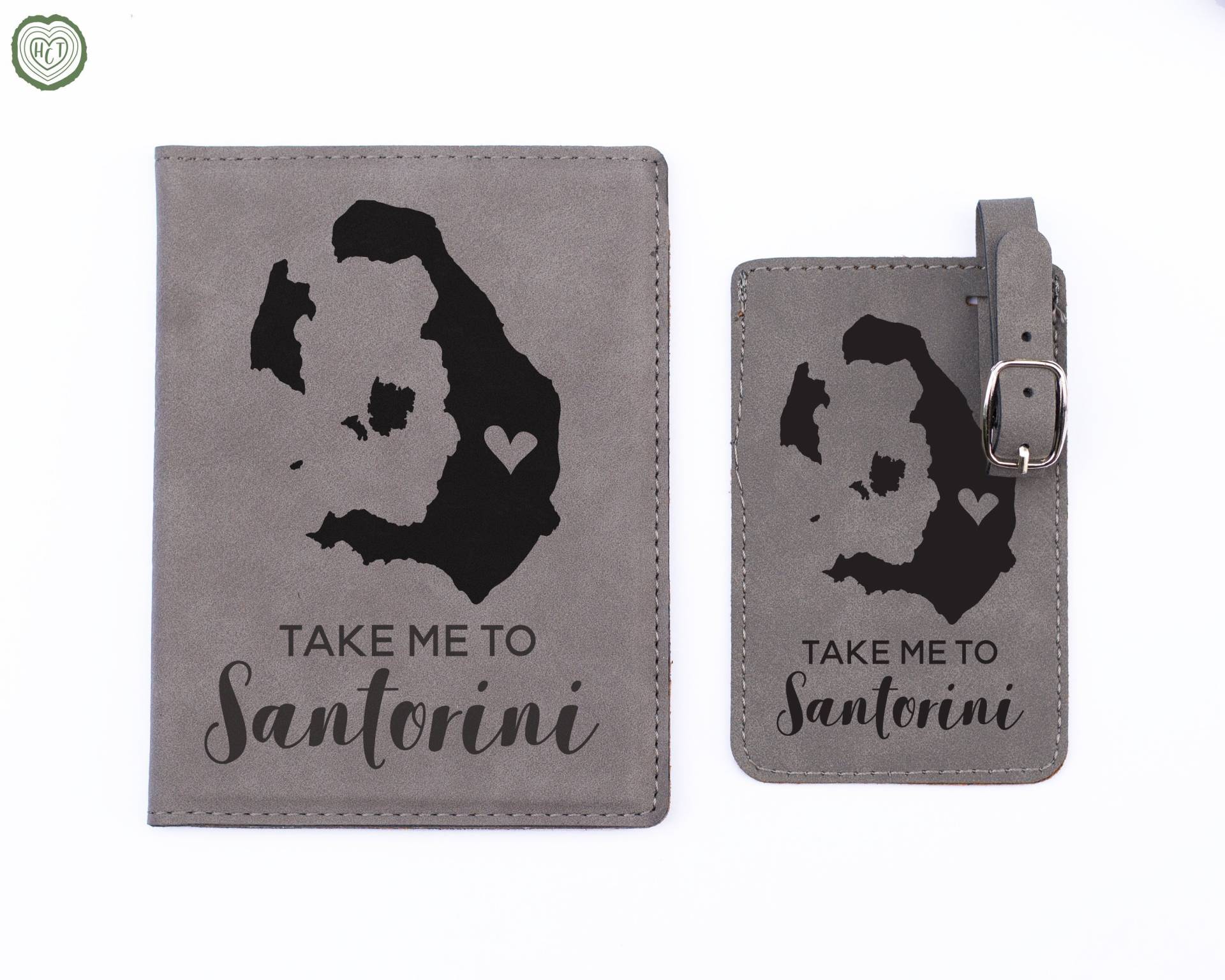 Santorini Passhalter Und Gepäckanhänger Set, Greek Island Travel Santorini Passhalter Und Gepäckanhänger Set, Greek Island Travel von SkywardSouvenirs