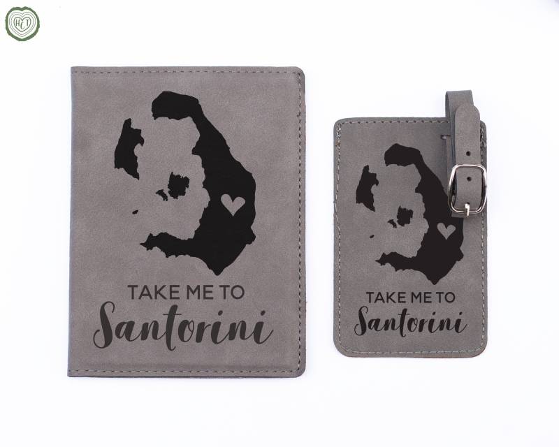 Santorini Passhalter Und Gepäckanhänger Set, Greek Island Travel von SkywardSouvenirs