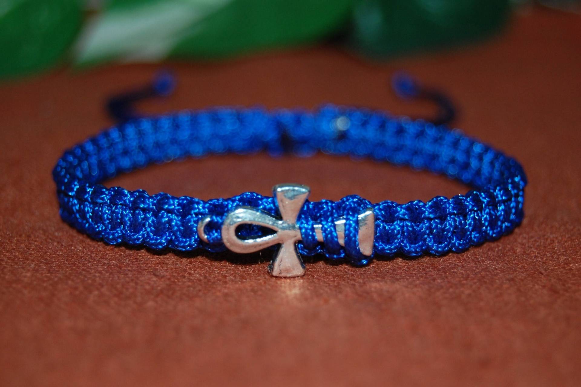 Ankh Kreuz Armband, Blaues Armband, Silber Armband, Glücksarmband, Beten, Männer, Frauen, Schutz, Geschenk von SkywaterStudio