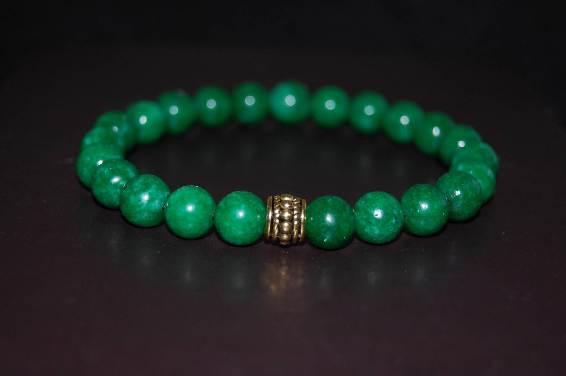 Armband Aus Grüner Jade, Jade Armband, 8mm Edelstein Perlen, Boho Armband, Beten, Stein Schmuck, Dehnbar, Geschenk, Männer, Frauen, Viel Glück von SkywaterStudio