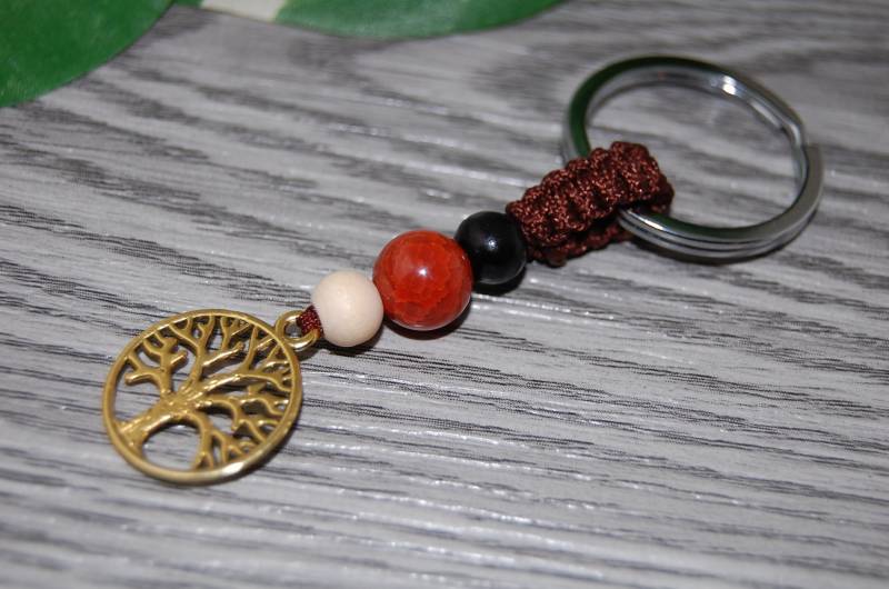 Baum Des Lebens Schlüsselanhänger, Edelstein Und Holzperlen, Gebet, Meditation, Yoga, Schutz-Schlüsselanhänger, Hanf-Schlüsselanhänger von SkywaterStudio