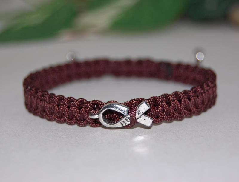 Bewusstsein Armband, Kampf Krebs Doppelpunkt Krebs, Dickdarm Brustkrebs, Anti-Tabak, Hoffnung Armband Mit Braunem Band von SkywaterStudio