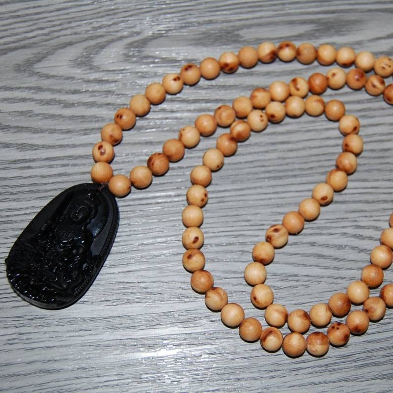 Buddha Stein Geschnitzte Halskette, Holz Männer, Frauen, Beten, Spiritualität, Gebet, Yoga, Schutz, Meditation, Geschenk von SkywaterStudio