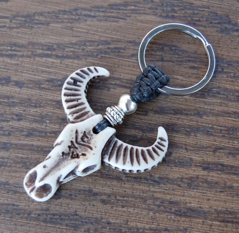 Büffel Schlüsselanhänger, Stier Schlüsselanhänger, Auto, Tasche, Geldbeutel, Spiritualität, Ox Schlüsselanhänger, Mala, Schutz, Meditation von SkywaterStudio