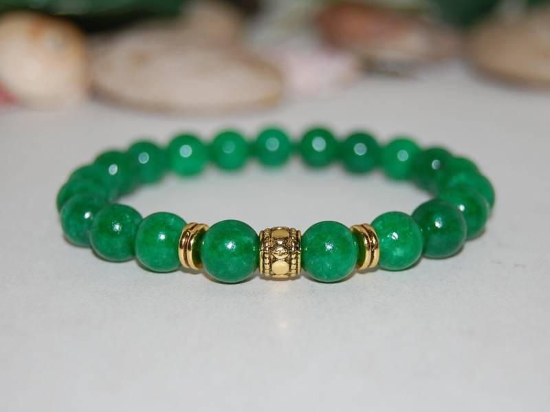 Grüne Jade Armband, Jade Armband, 8mm Perlen, Grün Armband, Stretch, Männer, Frauen, Viel Glück Armband, Positiv Armband, Energie Armband, Geschenk von SkywaterStudio
