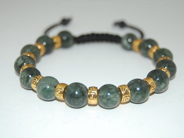 Grüner Jaspis Armband, 8 Mm Steinperlen, Shamballa Armband Aus Grünem Jaspis, Relief, Yoga, Männer, Frauen, Schutz, Meditation von SkywaterStudio