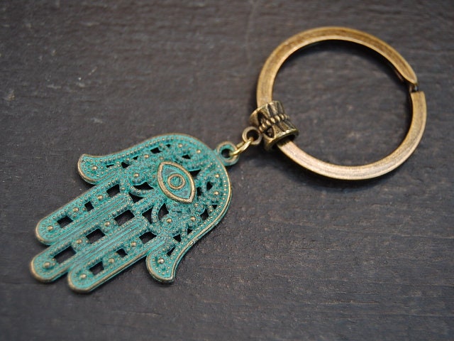 Hamsa Hand, Evil Eye Schlüsselanhänger, Bronze Auto, Tasche, Geldbörse, Spiritualität, Schutz Yoga, Boho, Glücks Geschenk von SkywaterStudio