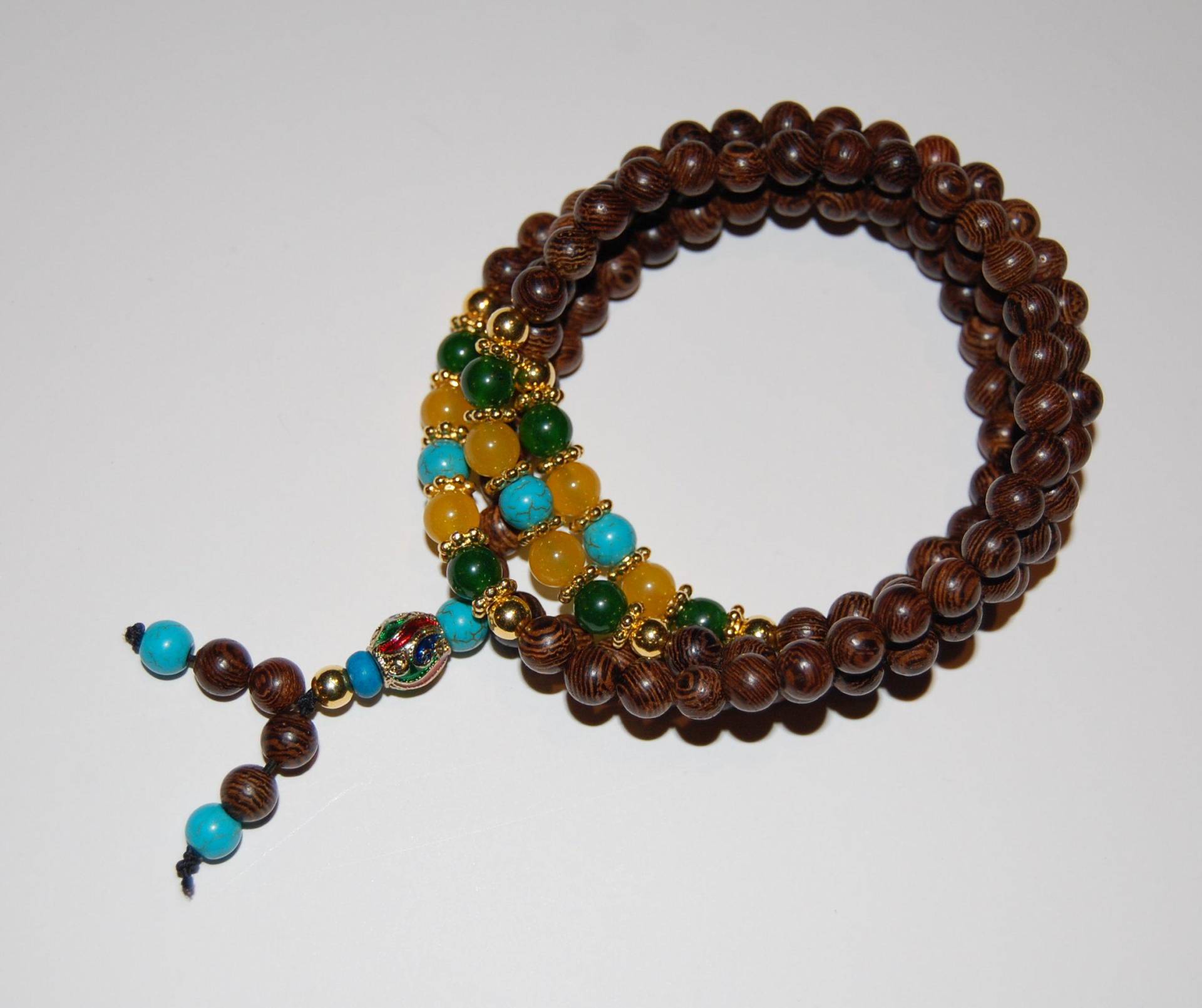 Holz Halskette, Buddhist Halskette, Spiritualität, 108 Mala Holzperlen, Stretch, Wenge Halskette, Mann, Frau, Yoga Armband, Schutz, Meditation von SkywaterStudio