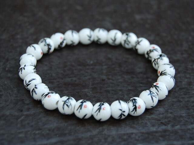 Keramik Armband, Bambus Muster, Keramik 8mm Perlen, Keramik Stretch Armband, Frauen, Boho, Yoga, Buntes Armband, Geschenk Für Sie von SkywaterStudio