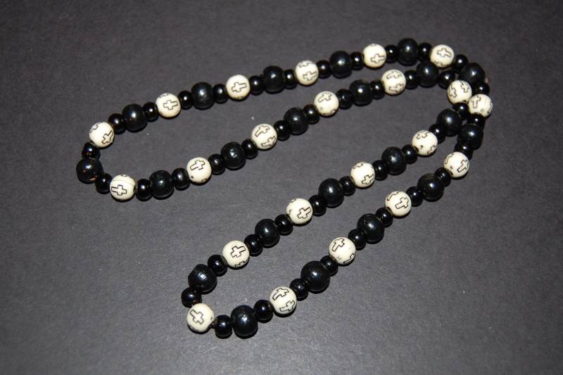 Kreuz Halskette, Perlen Und Holz Männer, Beten, Spiritualität, Schutz, Halskette von SkywaterStudio