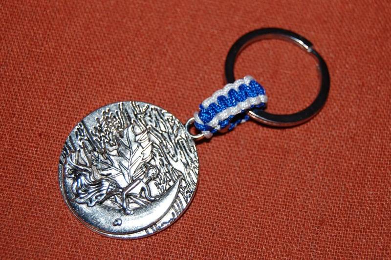 Mond Engel Schlüsselanhänger, Silber Ursprünglicher Handgemachter Mann, Frau, Geschenk von SkywaterStudio