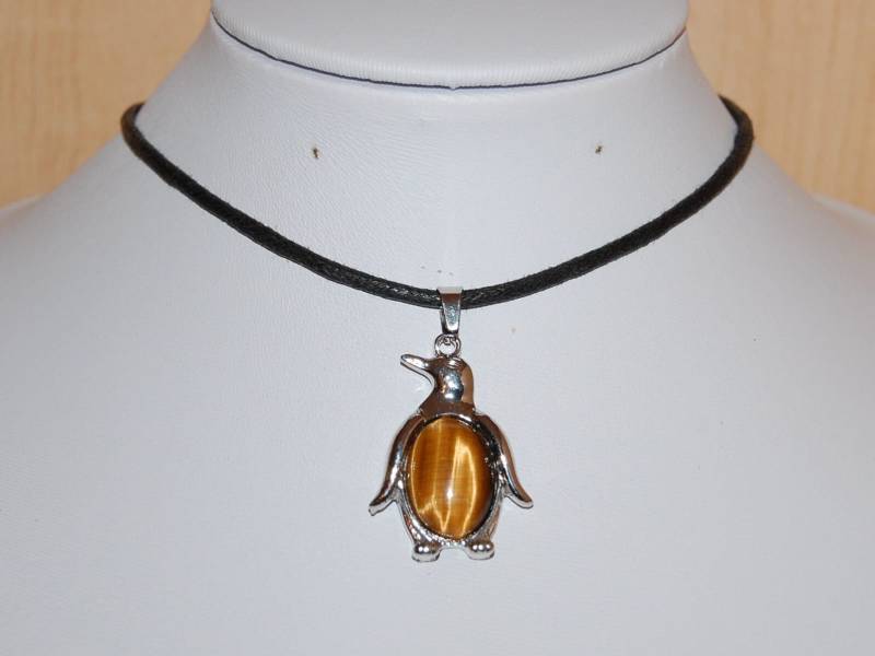 Pinguin Halskette, Tigerauge Anhänger, Surfer Halskette, Männer, Frauen, Yoga, Freundschaft, Pinguin Geschenk von SkywaterStudio