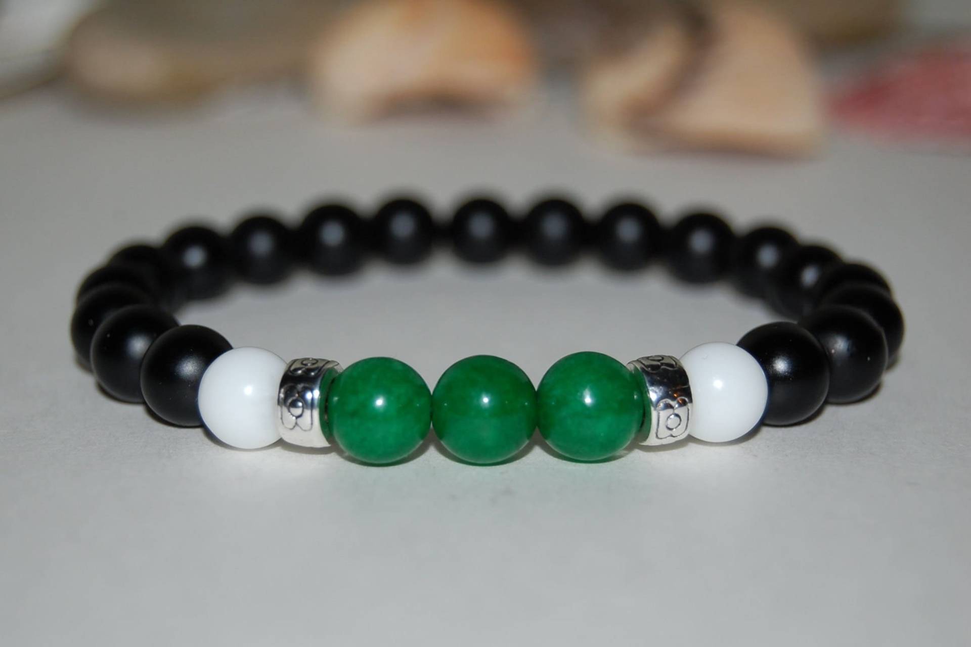 Schwarzes Onyx & Jade Armband, Schwarzes Armband, 8mm Und Perlen Armband, Herren, Frauen, Yoga, Schutz, Meditation, Geschenk von SkywaterStudio