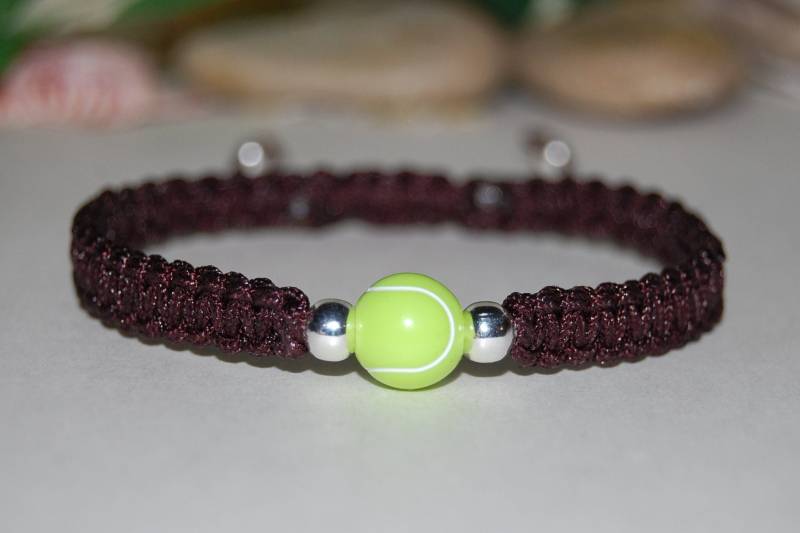 Tennis Armband, Geflochtenes Armband Sport Tennis, Charm Tennisball Männer, Frauen, Geschenk Für Tennisspieler, Unisex von SkywaterStudio