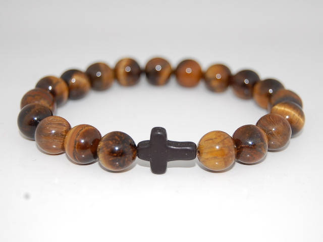 Tigerauge Armband, Kreuz Armband, Tigerauge, Surfer Auge Edelstein, 8mm Perlen, Tigerauge Edelstein Armband, Mann, Herren Perlen Armband, Tigerauge von SkywaterStudio