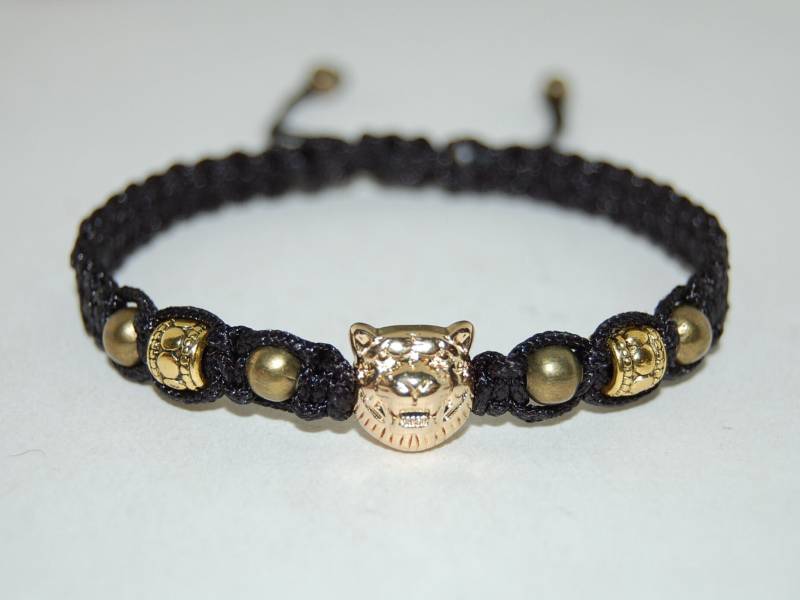 Tigerkopf Armband, Tiger Charm Armband, Viel Glück Armband, Drawstring Armband, Männer, Frauen, Beten, Schutz, Wunscharmband, Geschenk von SkywaterStudio