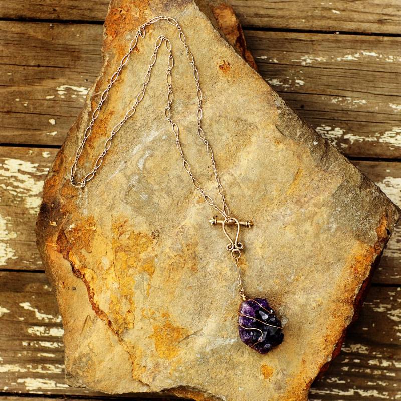 Wire Wrapped Geode Toggle Halskette Wire Wrapped Geode Toggle Halskette von SkyyGallery