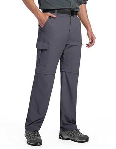 Slättourdo Herren Outdoor Wanderhose Zip Off Wanderhose Abnehmbar Trekkinghose Outdoorhose Atmungsaktiv Arbeit Hosen Schnell Trockend Sommer Funktionshose, Grau XL von Slättourdo
