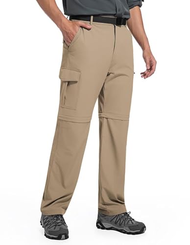 Slättourdo Herren Outdoor Wanderhose Zip Off Wanderhose Abnehmbar Trekkinghose Outdoorhose Atmungsaktiv Arbeit Hosen Schnell Trockend Sommer Funktionshose, Khaki XL von Slättourdo