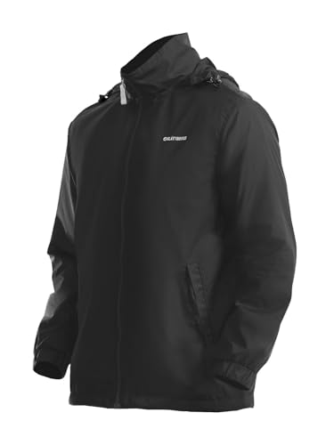 Slättourdo Regenjacke Herren Wasserdicht Winddicht Leicht Bequem Outdoor Fahrradjacke mit Kapuze Atmungsaktive Übergangsjacke, Black 2XL von Slättourdo