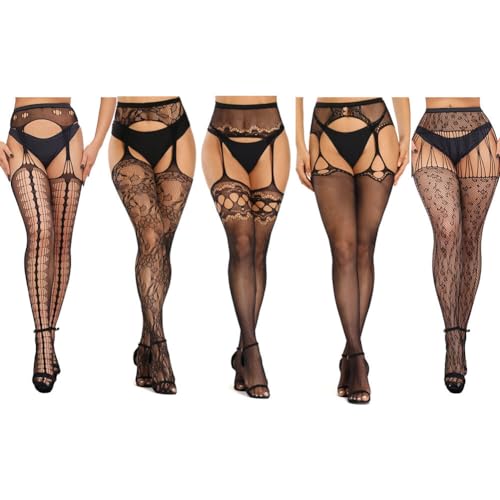Slakerbe 5 Paar Sexy Strapsstrümpfe Schwarz für Damen,Netzstrumpfhose Strumpfhosen Fischernetz Strümpfe Fishnet Stockings Elastisch Hohe Taille Netzstrümpfe Fischnetz Strumpfhosen Slakerbe 5 Paar Sexy Strapsstrümpfe Schwarz für Damen,Netzstrumpfhose Strumpfhosen Fischernetz Strümpfe Fishnet Stockings Elastisch Hohe Taille Netzstrümpfe Fischnetz Strumpfhosen von Slakerbe