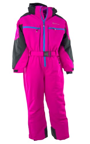 Slamotex Kinder Schneeanzug Schneeoverall Mädchen Jungen Gefütterter Wasserabweisender und Windfester Skianzug Skioverall Größe 140-176 HA017-24 (fuchsia, 140/146) von Slamotex