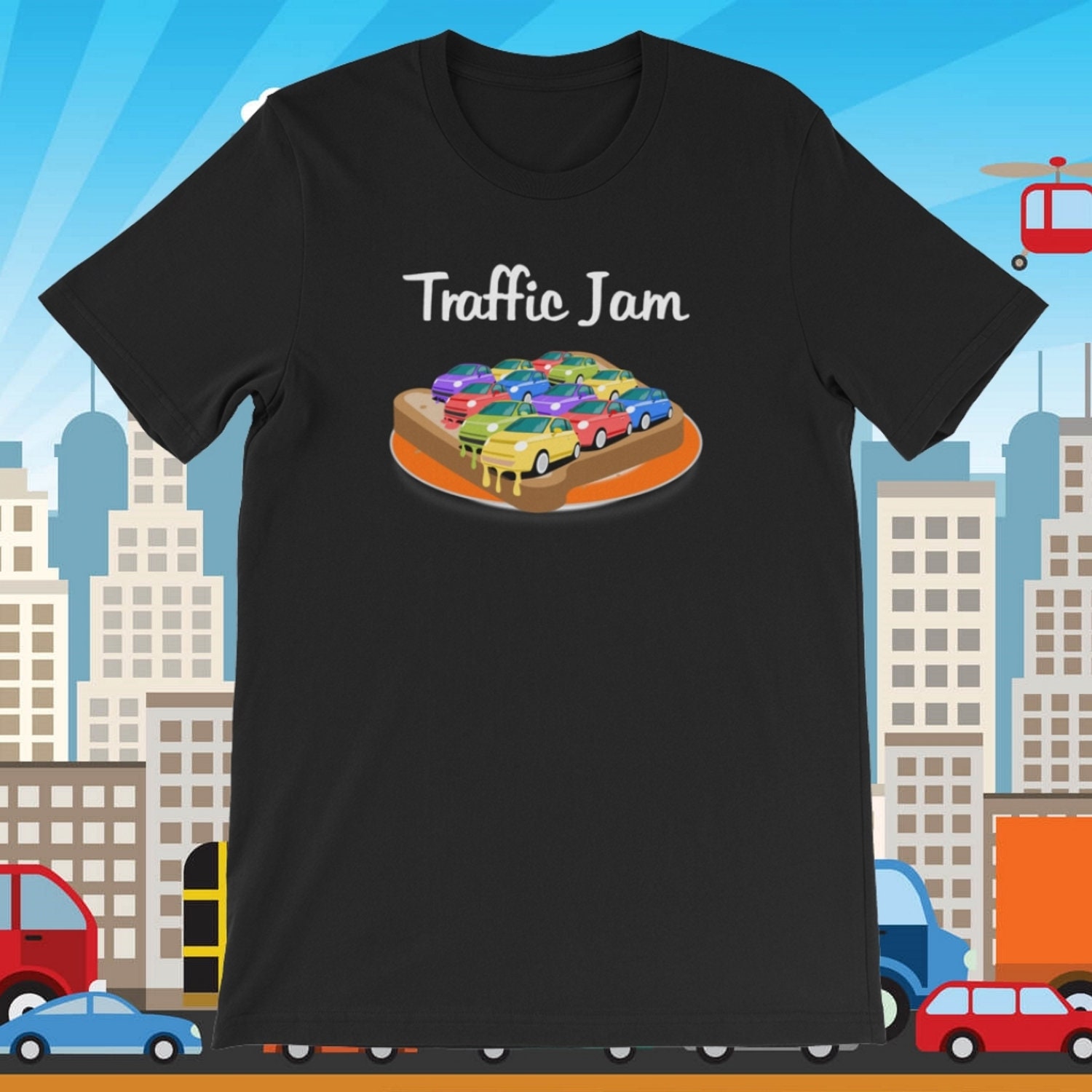 Traffic Jam Auf Toast. Kurzarm Unisex T-Shirt Traffic Jam Auf Toast. Kurzarm Unisex T-Shirt von SlapCatDesigns