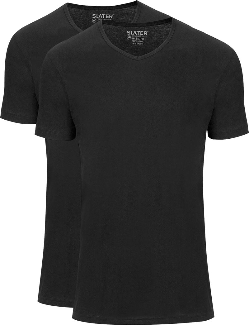 Slater 2er-Pack Basic Fit T-shirt V-Ausschnitt Schwarz - Größe L von Slater