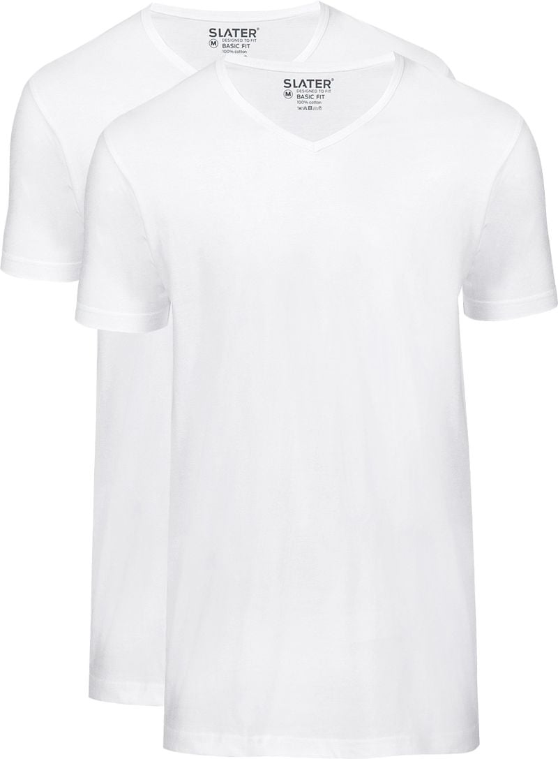 Slater 2er-Pack Basic Fit T-shirt V-Ausschnitt Weiß - Größe 3XL von Slater