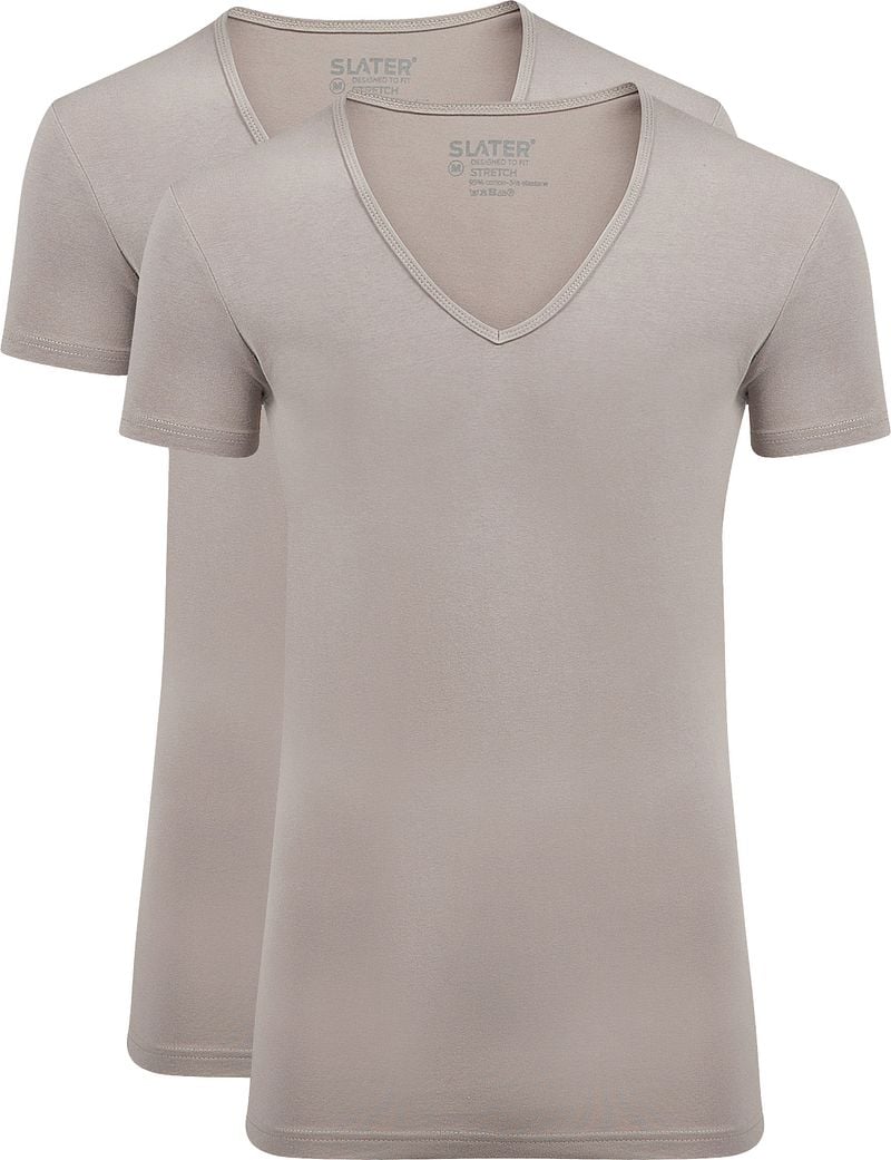 Slater 2er-Pack Stretch T-shirt V-Ausschnitt Beige - Größe L von Slater