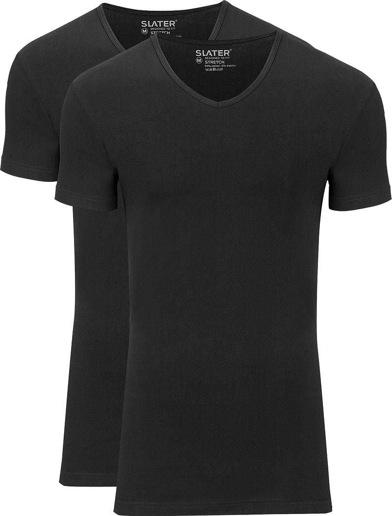 Slater 2er-Pack Stretch V-Ausschnitt T-shirt Schwarz - Größe XXL von Slater