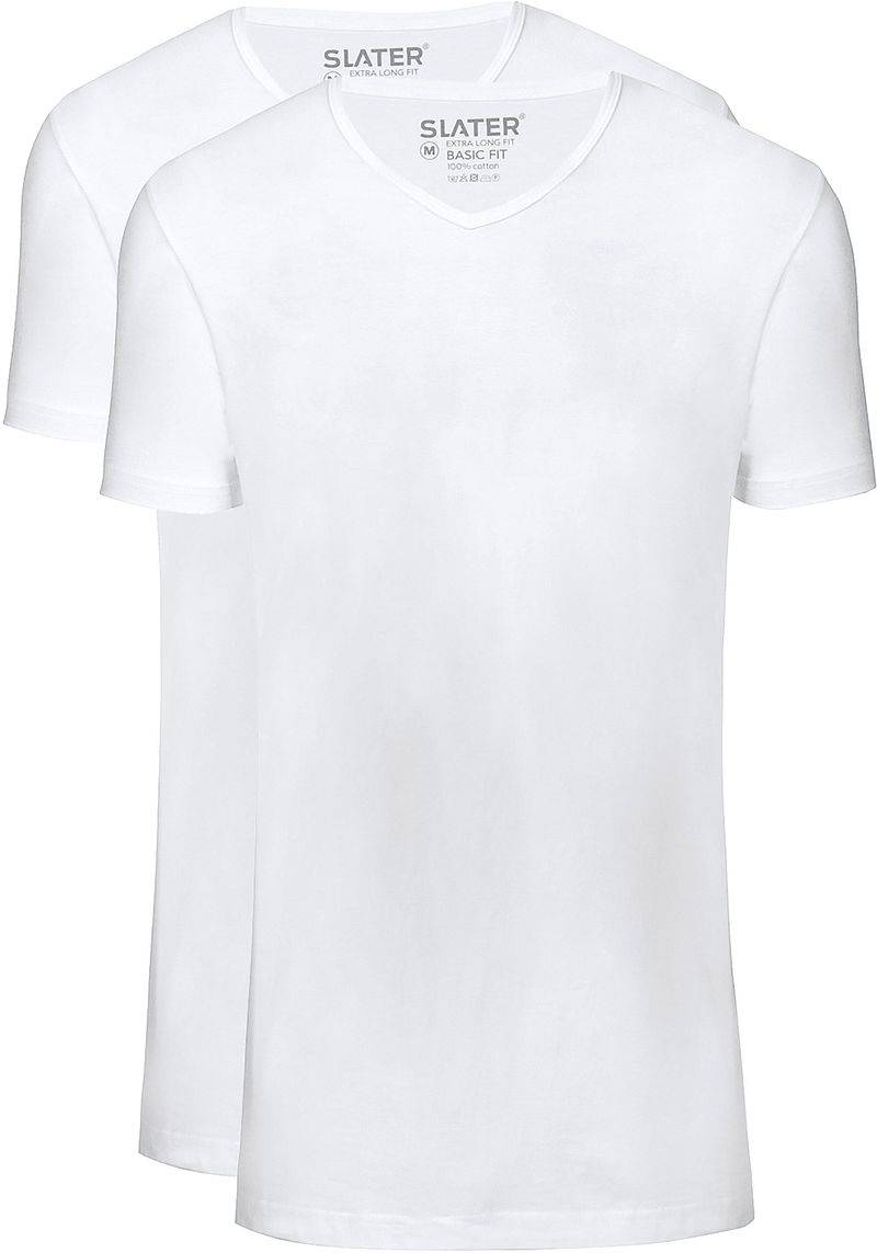 Slater 2er-Pack T-shirt Basic Extra Lang V-Ausschnitt Weiß - Größe 3XL von Slater