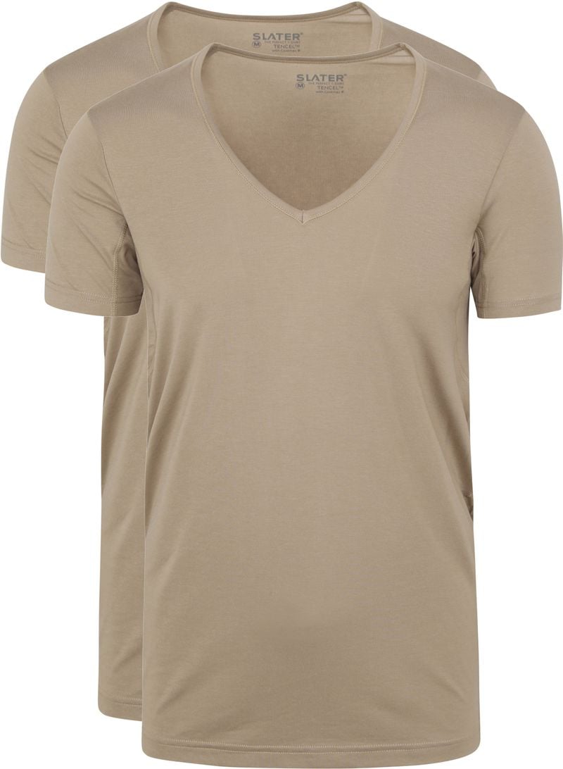 Slater 2er-Pack T-shirt V-Ausschnitt Khaki - Größe M von Slater