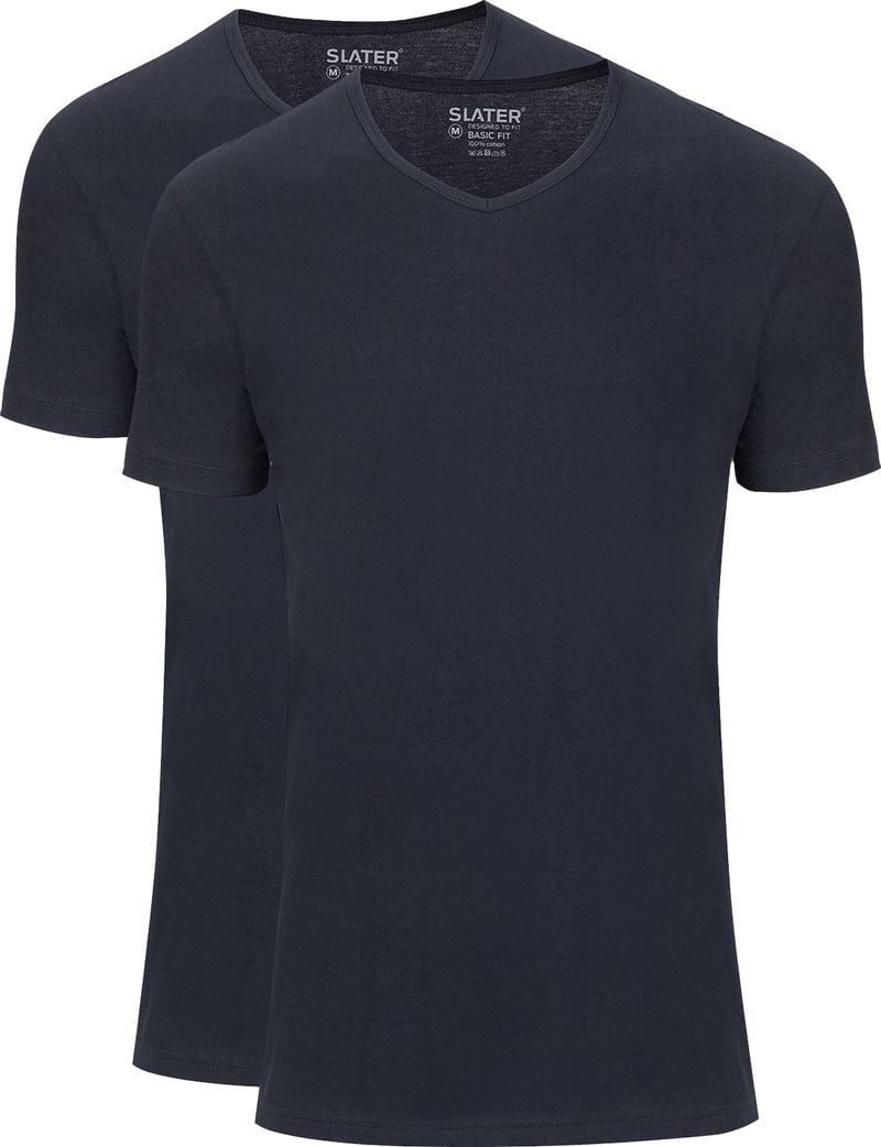 Slater 2er-pack Basic Fit T-shirt V-Ausschnitt Dunkelblau - Größe L von Slater