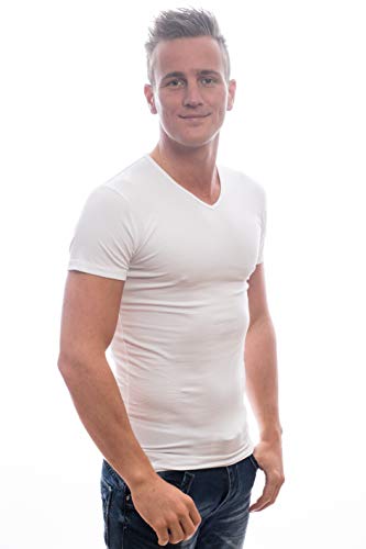 Slater Basic T-Shirt V-Auschnitt Tshirt 2er Pack weiss (L) von Slater