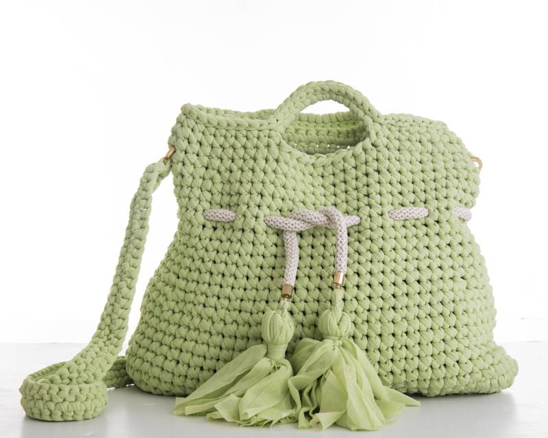 Chartreuse Grün Elegante Eimer Tasche, Erde Freundliche Sommertasche Für Frauen, Umhängetasche, Große Tasche Nicht Leder Markt von SlavAndSo
