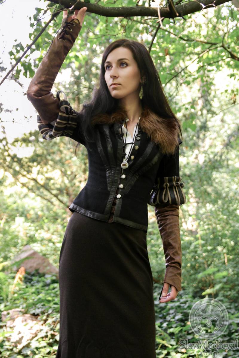 Yennefer | Jacke, Shirt Und Rock Aus Wolle, Handschuhe Inspiriert Vom Outfit Von Yennefer Vengerberg, The Witcher-Spiel, Larp-Cosplay, Ren Faire von SlavMedievalShop