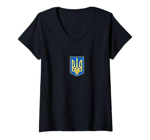 Damen Ukrainisches Symbol Slava Ukraini Stand mit Ukraine T-Shirt mit V-Ausschnitt Damen Ukrainisches Symbol Slava Ukraini Stand mit Ukraine T-Shirt mit V-Ausschnitt von Slava Ukraini Pro Ukrainian Tees