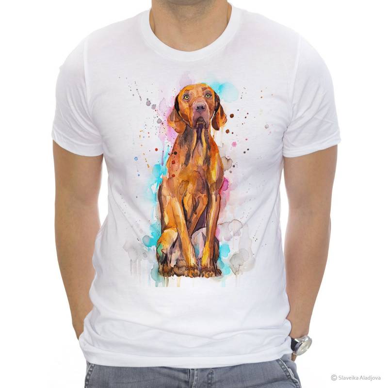 Vizsla T-Shirt, Unisex Ringgesponnene Baumwolle 100%, Aquarelldruck T-Shirt Kunst, Tier, Xs, S, M, L, Xl, Xxl von SlaviART
