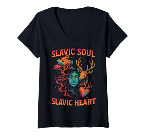 Damen Slawische Seele Herz Heidnisch Wald Geist Mythos Natur T-Shirt mit V-Ausschnitt Damen Slawische Seele Herz Heidnisch Wald Geist Mythos Natur T-Shirt mit V-Ausschnitt von Slavic Spirit Forest Pagan Soul Nature Myth
