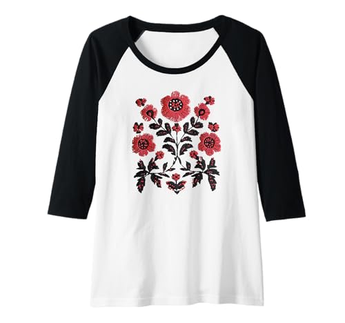 Damen Traditionelles ukrainisches Vyshyvanka-inspiriertes Muster Raglan Damen Traditionelles ukrainisches Vyshyvanka-inspiriertes Muster Raglan von Slavic Stitch Designs