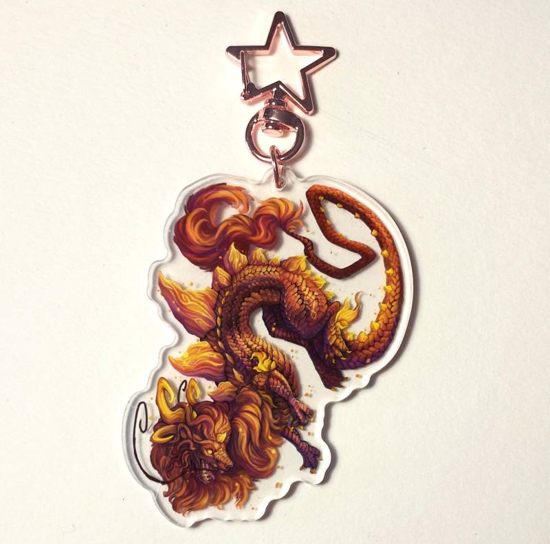 Zhonli Morax Rex Lapis Genshin Geo Drachen Einschlag Acryl Schlüsselanhänger von SlayaArt