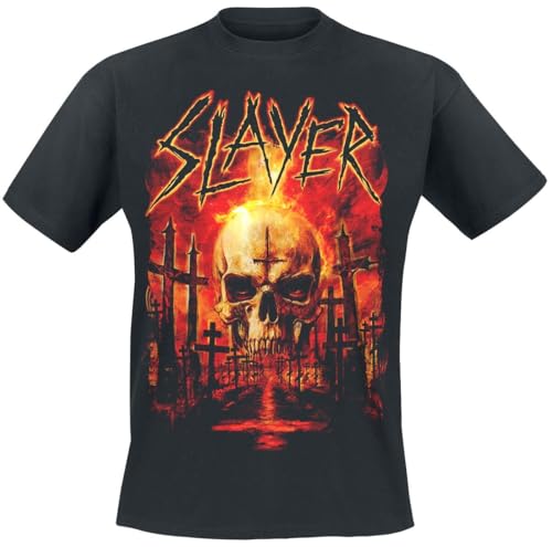 Slayer Flaming Skull Graveyard Männer T-Shirt schwarz S von Slayer