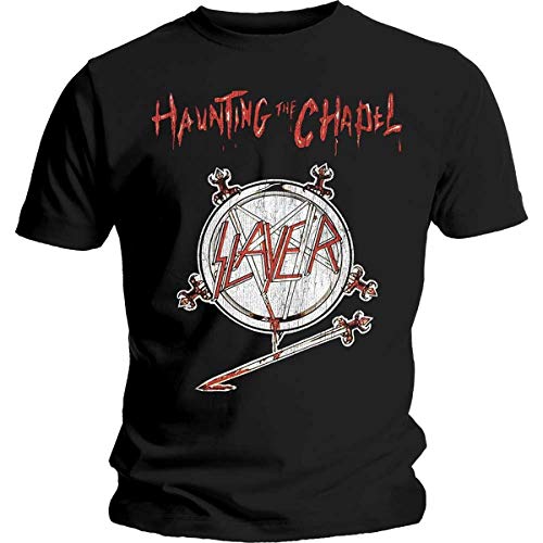 Slayer Herren Haunting The Chapel T-Shirt, Schwarz (Black Black), Medium von Slayer