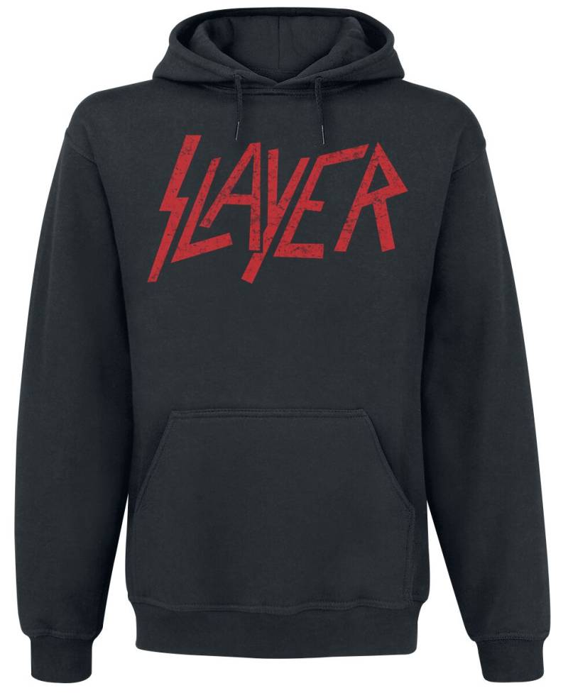 Slayer Kapuzenpullover - Classic Logo Distressed - S bis M - für Männer - Größe S - schwarz  - Lizenziertes Merchandise! von Slayer