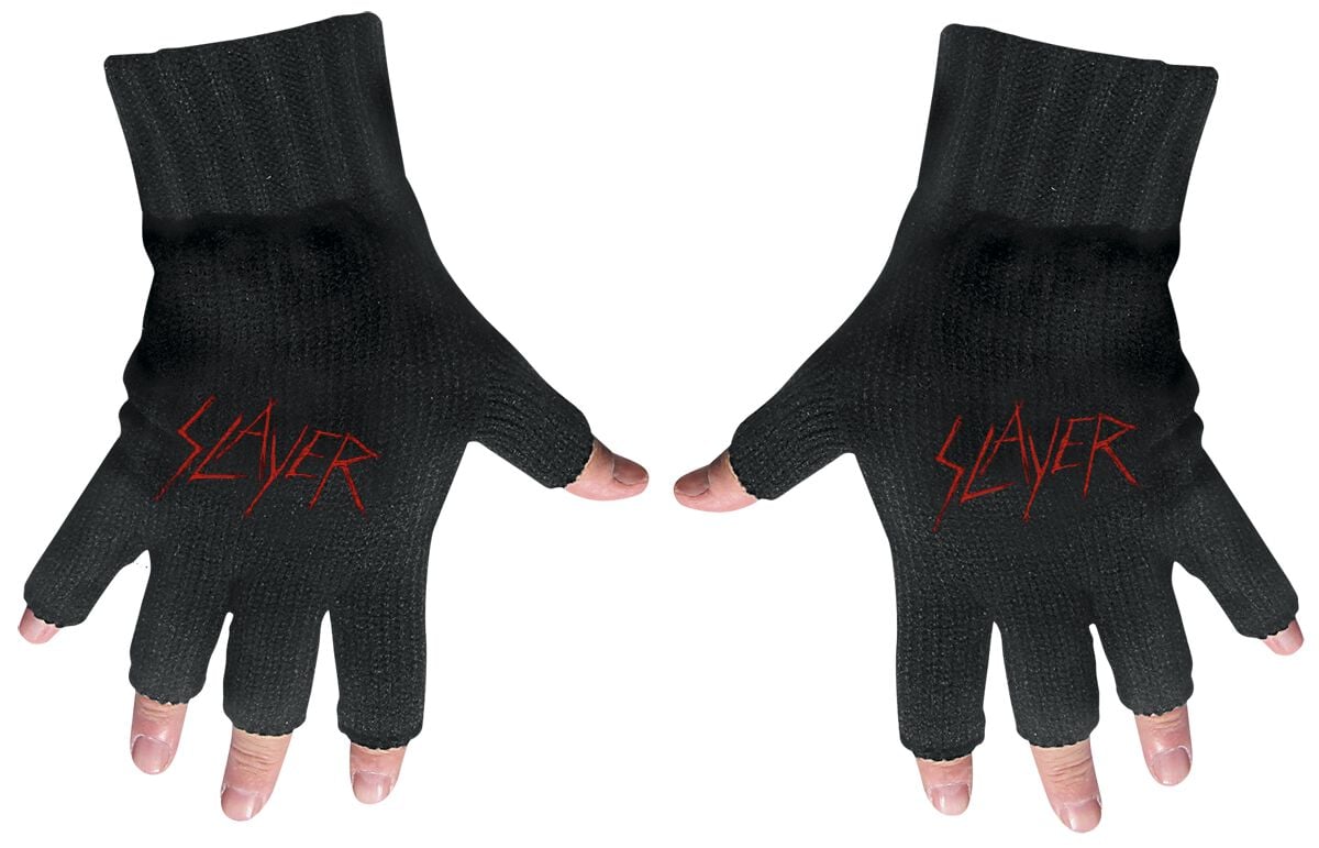 Slayer Kurzfingerhandschuhe - Logo - schwarz  - Lizenziertes Merchandise! von Slayer