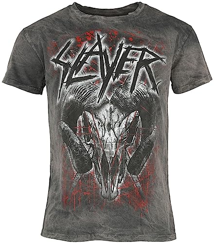 Slayer Mongo Logo Männer T-Shirt Charcoal 4XL 100% Baumwolle Band-Merch, Bands von Slayer