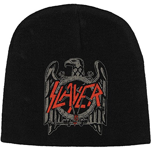 Slayer Mütze Beanie Cap Eagle Band Logo Nue offiziell Jersey Print Schwarz One Size von Slayer