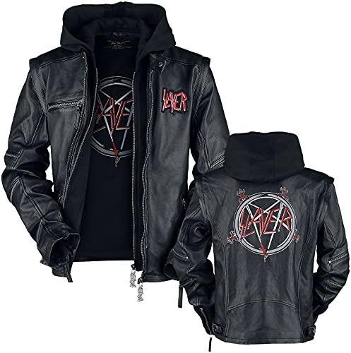 Slayer Pentagram Männer Lederjacke schwarz L 100% Leder Band-Merch, Bands von Slayer