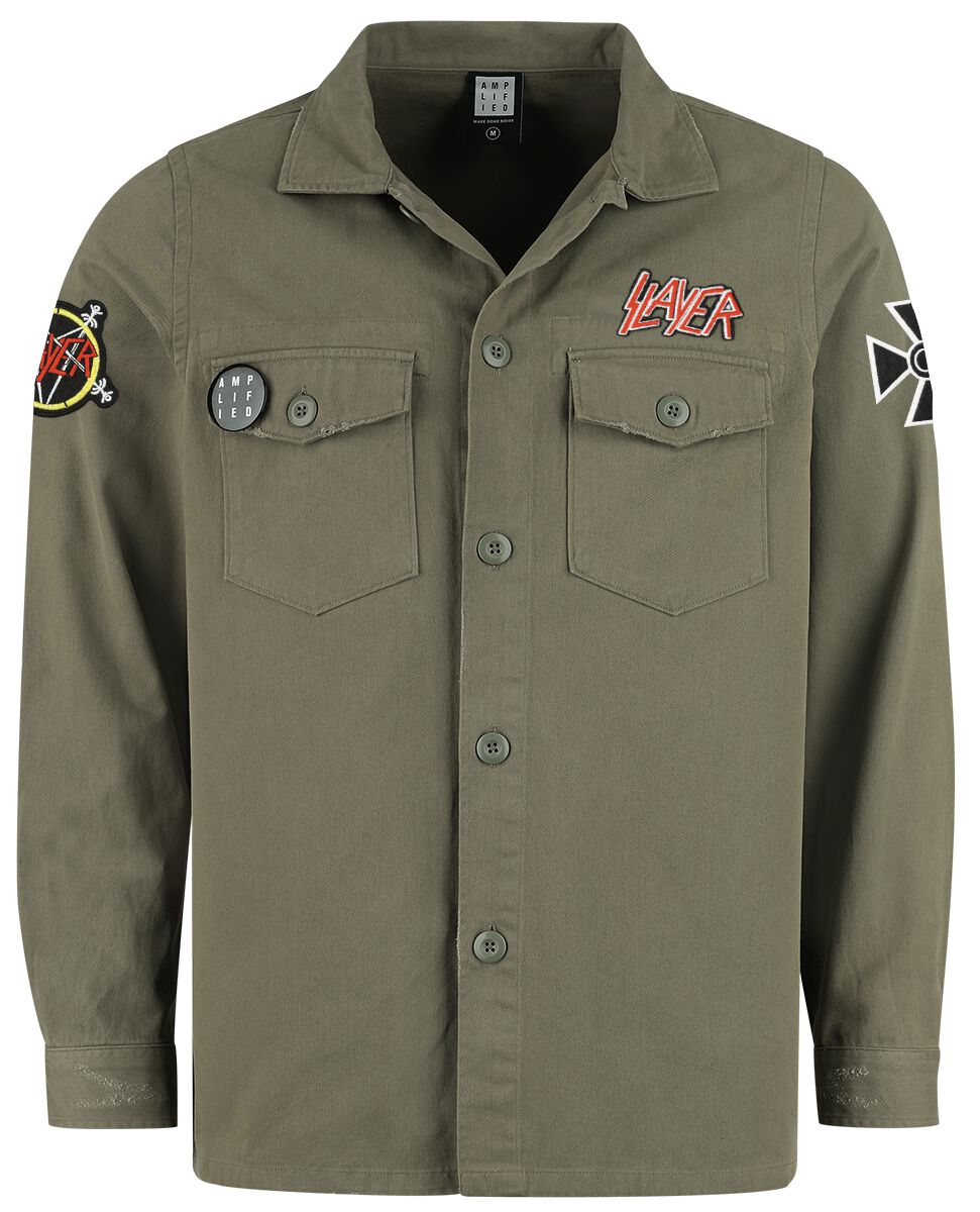 Slayer Amplified Collection  Military Shirt - Shacket Langarmhemd khaki in L von Slayer